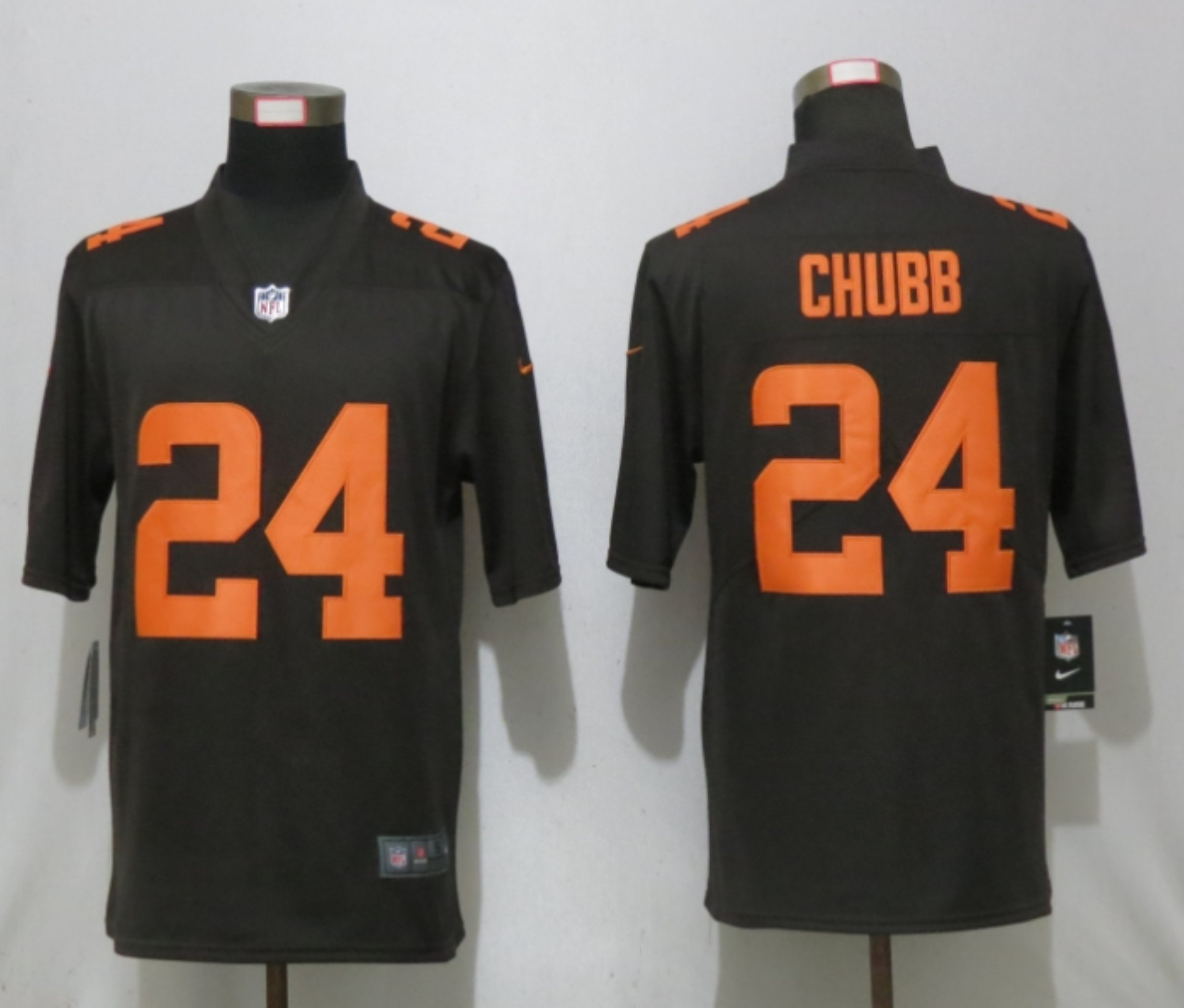 Men New Nike Cleveland Browns #24 Chubb Brown lternate Vapor Limited Jersey->cleveland browns->NFL Jersey